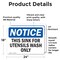 Signmission This Sink For Utensil Wash Only, 24 in W x Rectangle, Vinyl Decal OS-2PACK-NS-D-1824-L-16709 - alternate 4